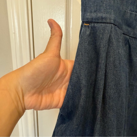 Gap Apron Denim Midi Dress Women’s 8 Tall Blue Buttons Pockets Feminine Cottage - Picture 6 of 14